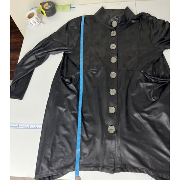 Kozan Slinky Faux Leather Mini Dress/Oversized Top w/ Metal Button Womens Size M - Picture 12 of 12